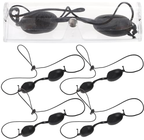 Uonlytech Lot de 5 Cache-œil Laser Noir Protection Oculaire LED UV Infrarouge Ajustable pour Soins Peau et Voyages
