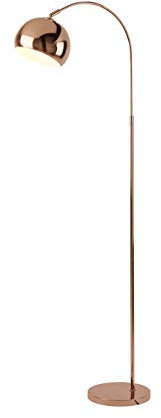 Lighting Collection PF-1058 Modern and Sleek 1 Light Rotary Arch Floor Lamp with Adjustable Dome Shaped Shade, 10 W, Copper