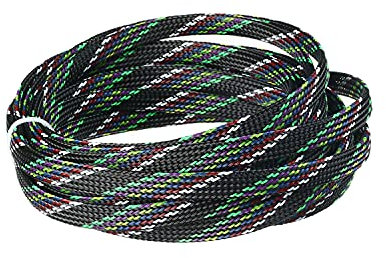 Othmro Guaina intrecciata espandibile in PET da 5 m, flessibile, multicolore, per cavi audio TV e PC da animali domestici che masticano e strappano