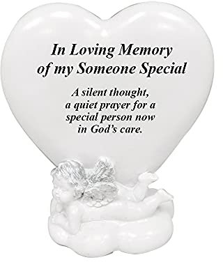Memorial Heart Plaques Grave Cherub Ornaments - Personalised Grave Decoration Plaques, Cherub, Engraved with Remembrance Quotes in Loving Memory of your Special Ones (Someone Special)
