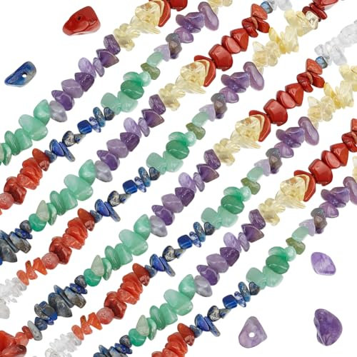 Beebeecraft 1 Box 2 Stränge Chakra Perlen Aus Natürlichen Edelsteinen 5~17 mm Unregelmäßige Mehrfarbige Edelsteine Lose Kristall Chakra Felsen Mit Loch Für Schmuckherstellung DIY Handwerk