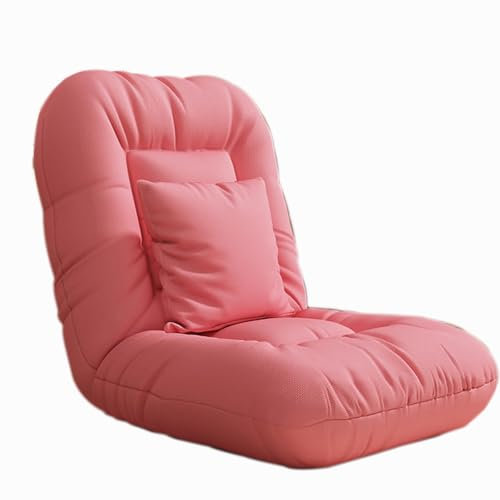 Chaiselongue-Stuhl für den Innenbereich, in 5 Winkeln Verstellbarer Bodenstuhl, zusammenklappbares, bequemes Sofa mit gepolstertem Kissen für Wohnzimmer und Schlafzimmer (Farbe: Rosa, Größe:
