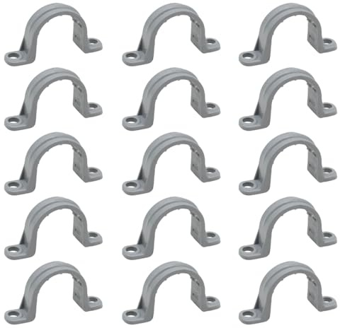 TOMSHIELE 15 correas de tubo de PVC de 3/4 pulgadas, abrazaderas de conducto de plástico fiables de 2 agujeros para un montaje seguro y organizado de conductos de tuberías de PVC y cables certificados