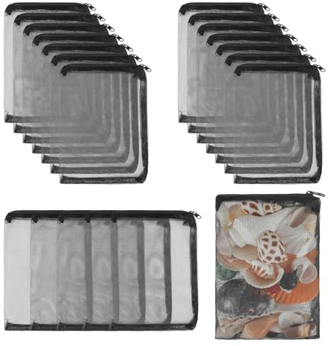 Teaaha 20 Stück Aquarium Filterbeutel, 20.5× 15 cm Filterbeutel Aquarium mit Reißverschluss, Wiederverwendbar Netzbeutel für Aquariensubstrat für Aktivkohle, Biofilterbälle, Filterstein