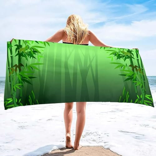 Tizhweqo Bamboo Beach Towel, Asian Bamboo Beach Towels for Adults Kids Microfibre Travel Towel, Quick Dry Sand Free Lightweight Pool Towel for Swim, Bath, Travel Beach Towel 80x160 b2515
