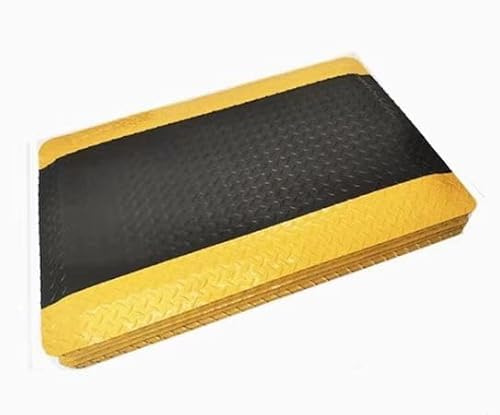 1 Stück ergonomische Anti-Ermüdungsmatte for den Arbeitsplatz – Stehmatte aus Polyurethan for den gewerblichen Einsatz mit gelbem Rand(3cmx150x380cm)