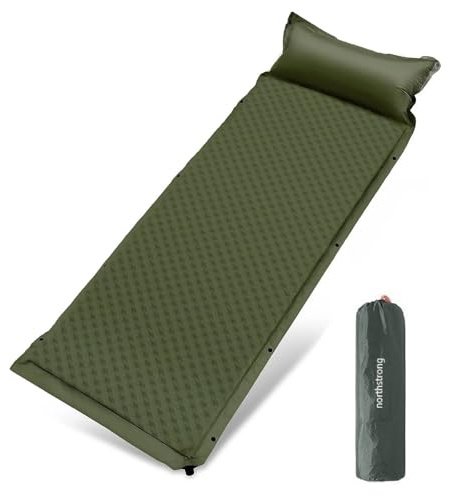 Liggunderlag Självuppblåsande med Kudde – Kopplingsbar Campingmadrass Enkel – Ultralätt och Kompakt Luftmadrass – Sovmatta för Camping, Vandring & Tält – 200x65x5 cm – Från Northstrong