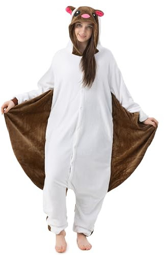 Katara 1744 -Flughörnchen Kostüm-Anzug Onesie/Jumpsuit Einteiler Body für Erwachsene Damen Herren als Pyjama oder Schlafanzug Unisex - viele Verschiedene Tiere