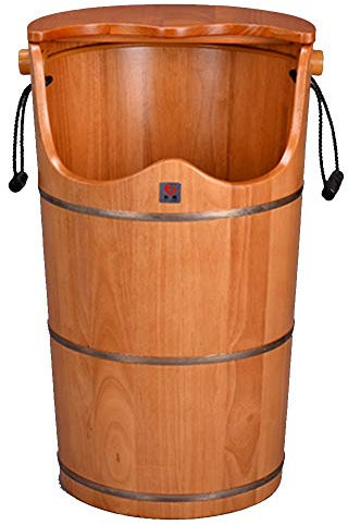 Axdwfd Seau à Pied Baignoire à pied, seau de bain de pied en bois Seau de fumigation des ménages au-dessus du genou Haut tube de lavage Bassin de lavage en bois Sueur élevée Jambes fumantes Sweat Bari