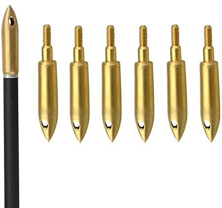 AMEYXGS 6 Stück Bogenschießen Pfeife Pfeilspitzen Kupfer Jagdspitzen Ziel Broadheads für Jagd und Schießen (3 Löcher)