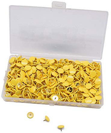 YOFASEN Paket med 500 ritstift färgade – 10 x 9 mm tumhandtag tryckstift för väggkartor, foton – blandade färger Yellow/500PCS