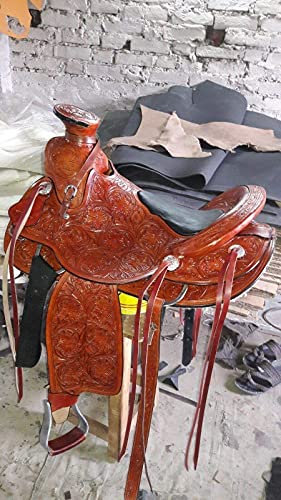 Equestrian Universe Western-Sattel aus Leder, strapazierfähig, für Jugendliche und Kinder