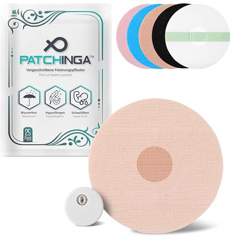 PATCHINGA - Freestyle Libre 3 Pflaster - 25 Stück - neue verbesserte Version - Wasserfest und selbstklebend mit kleberfreier Belüftungsfläche - Fixierlösung für den Freestyle Libre 3 Sensor