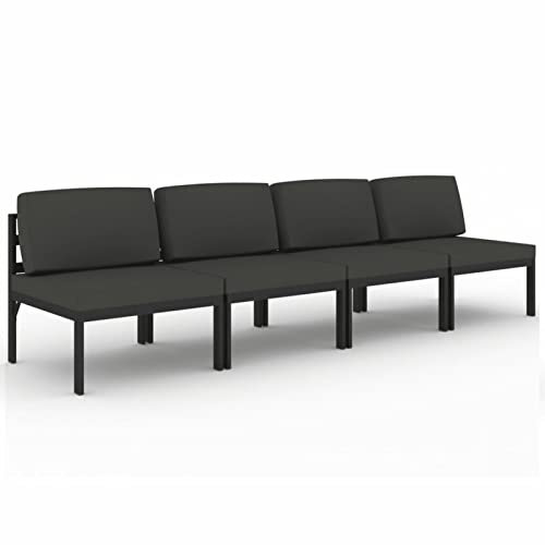 Tidyard Gartensofa 4-Sitzer Polstersofa Outdoor-Lounge-Set Loungesofa mit Kissen Aluminium Anthrazit Sitzmobel Schlafsofa Sofabett Schlafcouch Couchgarnitur Couch Gästesofa Sofagarnitur,Aluminium