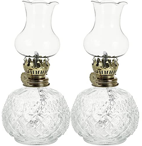 Housoutil 2stücke Vintage Glas Petroleumlampe Tischöllampe Öllicht Retro Dekorative Lampe Für Zuhause Wohnraum Interior Design