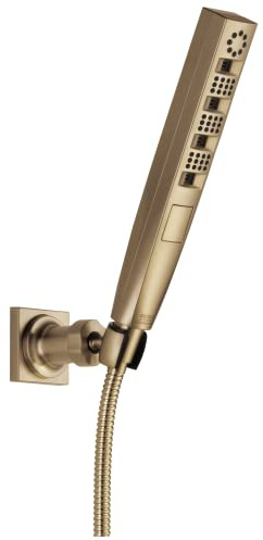 Delta Faucet Tetra H2Okinetic Hand Held Shower with Hose, Gold Handheld Shower Head, Hand Shower, Handheld Shower, Detachable Shower Head, Lumicoat Champagne Bronze 55140-CZ-PR