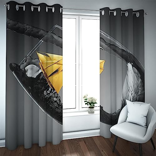 Arte Abstracto Cortinas Opacas Copa de Vino Tinto clásica de Triple Tejido Cortinas para Dormitorio Sala de Estar Grommet Top Window Tratamientos 2 Paneles H245xB107