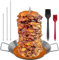 Vertical Meat Skewer Stainless Steel Vertical Skewer Grill with 2 Brushes and 3 Removable Sizes (8-in, 10-in, and 12-in), Grill Rack Stand