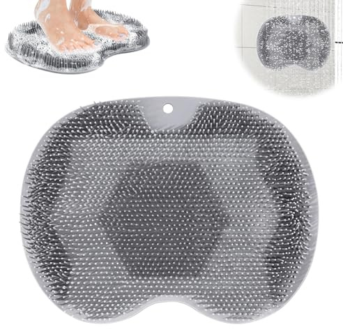 ZITUZY Tapis de massage en silicone antidérapant, brosse pour les pieds, pour se détendre, nettoyer, exfolier, masser le dos (gris)