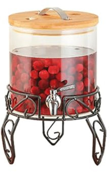 Torre de Cerveza, Dispensador de Bebidas de 5L, Dispensadores de Bebidas Vintage con Soporte y Grifo de Metal, Máquina de Bebidas para Acampar en Fiestas