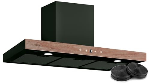 Klarstein ZenFusion T Hotte aspirante - 90 cm Hotte murale, Débit 885 m³/h Boost, Tactile, CEE A++, LED 4000 K, Silencieuse 47 dB, Noir, Air évacué & recyclé