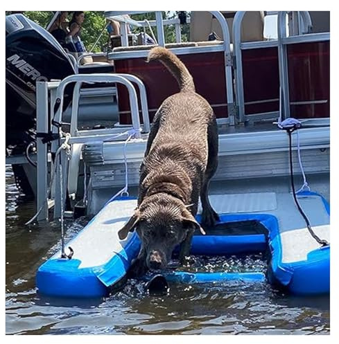 Inflatable Dog Pool Ramp, Foldable Floating Water Ladder for Swimming Pools, Lakes, Rivers, and Beaches, Non-slip EVA Auxiliary Board for Pet Stability