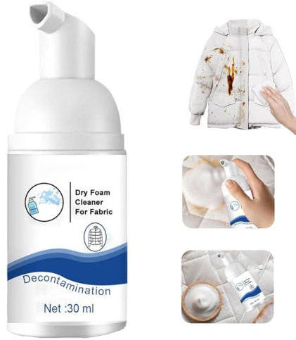 Trockenreiniger für Kleidung,Fleckenentferner Kleidung,Trockenpflege Fleckenentferner,Trockenschaumreiniger Dekontamination,Waschfreier Schaumreinige,Dry Foam Cleaner,für Daunenjacke,Hemd,30ml