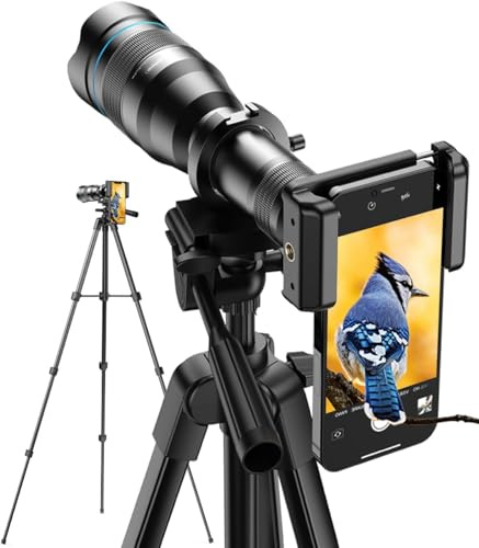 MIAO LAB High Power 60X HD Phone Telephoto Lens with 54 Extendable Tripod & Remote Shutter, Works with iPhone Samsung Pixel Android Any Smartphones