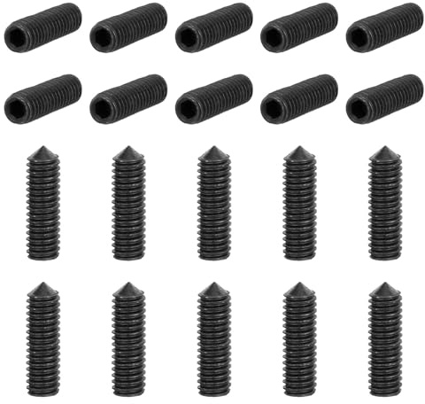 QUARKZMAN 40Stk Madenschrauben M4x16mm Kohlenstoffstahl Kegelspitze Schwarz | Innensechskant Madenschrauben für Maschinen Hausreparaturen Und Befestigungselemente