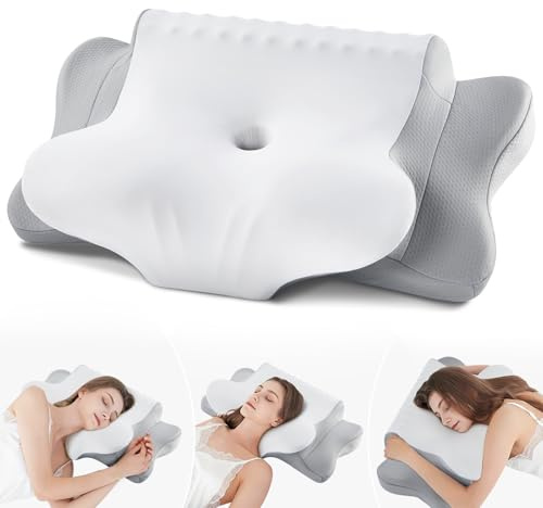 Nackenkissen Bücherkissen Kopfkissen, Memory Foam Kissen Ergonomisches Kopfkissen, Nackenstützkissen für Seitenschläfer, Rücken und Bauchschläfer