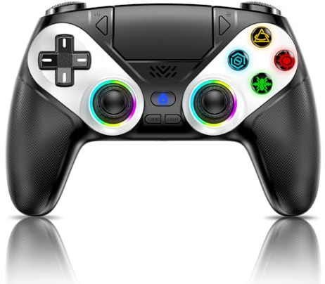 Gamrombo LED Wireless Controller for PS5, Compatible with PS5 Pro/Slim/PC, Dual Vibration, Macro/Turbo Function, 3.5mm Audio Jack, 6-Axis Motion Contro Gamepad with Speaker