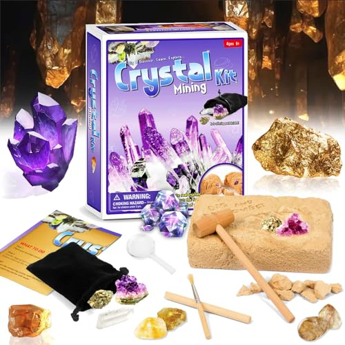 MEISHANG Mineralien Ausgrabungsset,Ausgrabungsset für Kinder,Ausgrabungsset Edelsteine mit 5 Geologie Steine,Edelstein zum Ausgraben,Archäologie Spiel,Edelsteine Ausgraben für Kinder ab 6+