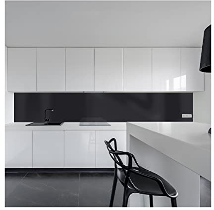 KeraBad Küchenrückwand aus Aluverbund, Spritzschutz Küche, 3mm dick, Schwarz, 40x120cm