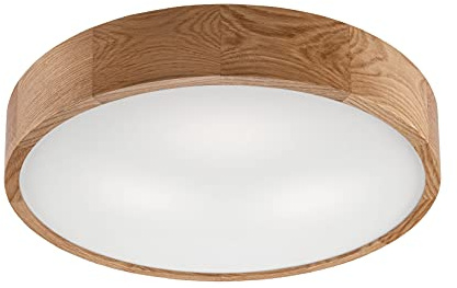 Licht-Erlebnisse Deckenleuchte Glas Holz Eiche Wohnzimmer Treppenhaus Ø47 cm E27 blendarm rund groß Modern wohnlich 3-flammige Deckenlampe Flur ARBARO