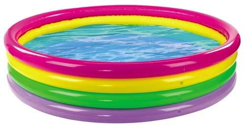 HomestreetUK Pataugeoire ronde de 178 cm, couleur arc-en-ciel, 4 anneaux, grande piscine gonflable familiale de 178 cm