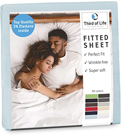 Premium Kinder Spannbettlaken 70x140 himmelblau, Extra weich und elastisch | Faltenfreies Bettlaken BENE, Weiche Baumwolle & Elasthan, Ökotex 100, Kleiner Jersey Bettbezug 70 x 140 cm für Kinder, Babys