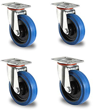 Rollensatz 4 Lenkrollen 100 mm Elastik Blue Wheels