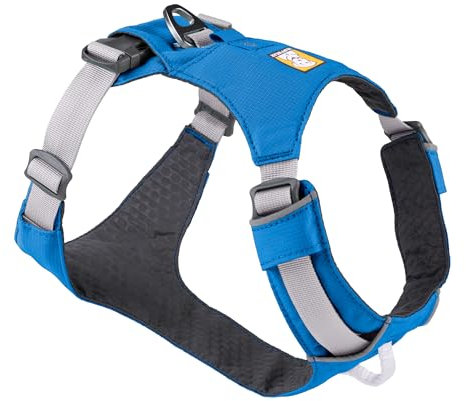 RUFFWEAR Hi & Light Dog Harness, No Pull Harness for Dogs Small, Medium Large & XL. Fully Adjustable Lightweight Harnesses with Aluminium Lead Attachment Portal & ID Bag, Blue Dusk (XS, 43-56cm)