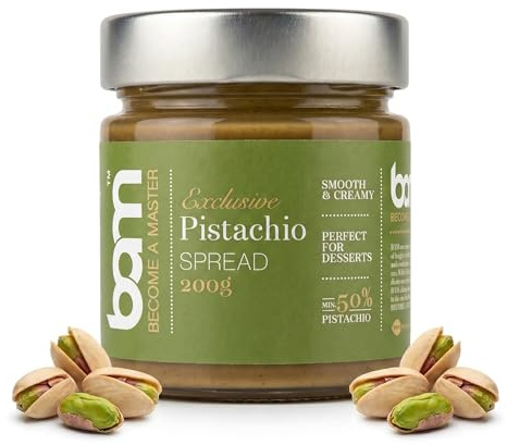 BAM Crema Spalmabile con Frutta Secca di Alta Qualità - Ideale per Topping, Brioches e Dolci - 200g (Pistacchio)