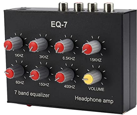 Kaneorooir EQ-7 Car Audio Headset Amplifier 7-Band EQ Equalizer 2 Channel Audio Mixer Equalizer Digital Sound Equalizer