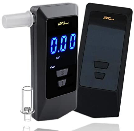 iBACheck Éthylotest Électronique avec Batterie de Rechargeable. Éthylomètre, Alcootest numérique avec Une Faible consommation d'énergie. Détection Automatique du débit et Nettoyage Automatique