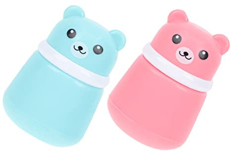 Housoutil 2 Stück Puderquasten Kasten Lose Puder Aufbewahrung Für Babys Tragbare Körperpuder Dose Mit Quaste Rosa Und Blau