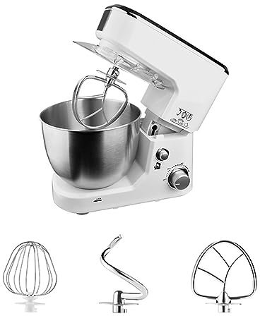 Robot da Cucina Elettrico per cuocere al Forno con Ciotola da 5 Litri Regolazione Continua della velocità Robot da Cucina con Gancio per impastare, Frusta e sbattitore Sistema di m
