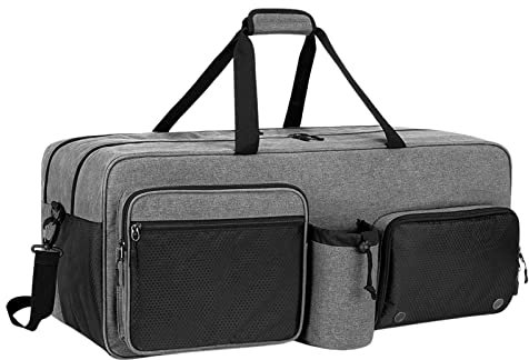 Schlägertasche – Schultertasche für Tennisschläger mit belüftetem Schuhfach, große Tennistaschen für Damen und Herren, für Tennis-, Badmintonschläger, Bälle und anderes Zubehör, Schwarz und Grau