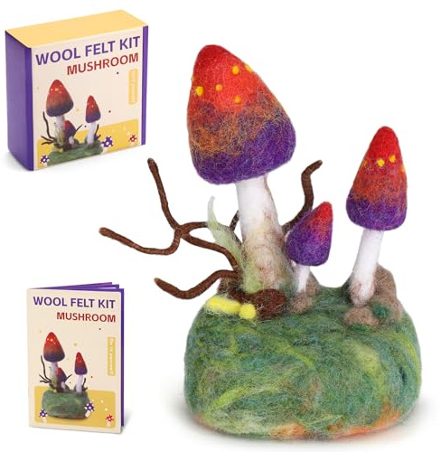 Filzset für Anfänger Filzset Nadelfilz Set Filzen Starterset Filz Set | Nadelfilzen Set Pilz Wollfilz-Set mit Filzwolle Filzunterlage Filznadeln und Anleitung Filzset für Anfänger