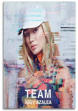 Iggy Azalea - Póster limitado firmado con portada de álbum, póster de portada musical, pop hip hop, rap, cantante, estrella, arte de pared, lienzo estético para decoración de dormitorio de niñas y