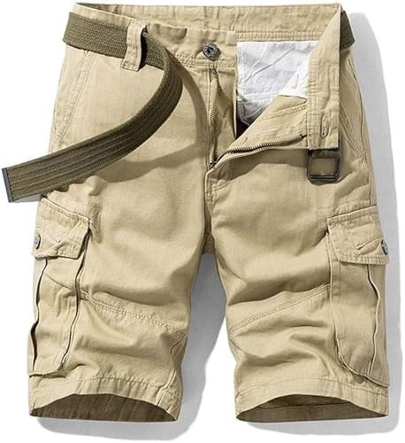 Short Bermuda Homme Cargo Coton Pantalon Court Pantalon de Travail (FR/ES, Alpha/Lettres, M, Taille Normale, Taille Normale, Kaki)