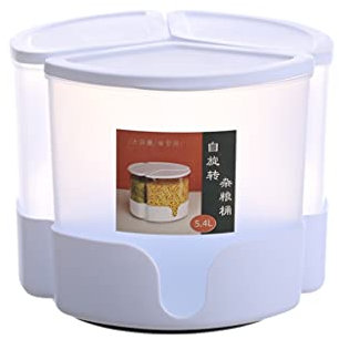 Vynetra Caja de almacenamiento de grano de rotación de 3 rejillas de 5,4 L para frigorífico y armario, tapa desmontable fácil de mover