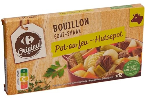 CARREFOUR ORIGINAL – Bouillon Réconfortant Saveur Pot au Feu, Cubes Pratiques pour Cuisine Facile (12 x 10g) - lot de 4 - Vendu par Lot