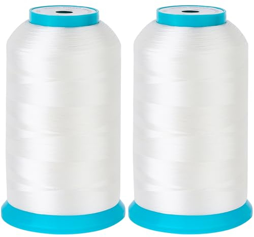 New brothread Uppsättning av 2 Vit Enorm Spole 5000M (5500Yd) Undertråd för Broderi och Symaskiner